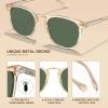 image:imageCARFIA Round Acetate Small Face Polarized Sunglasses for Women Fashion Retro Metal Bridge Shades CA501522 Transparent Tea Frame Green Lens