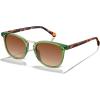 image:imageCARFIA Round Acetate Small Face Polarized Sunglasses for Women Fashion Retro Metal Bridge Shades CA501551 Crystal Green Frame Brown Gradient Lens