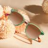 image:imageCARFIA Round Acetate Small Face Polarized Sunglasses for Women Fashion Retro Metal Bridge Shades CA501551 Crystal Green Frame Brown Gradient Lens
