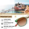 image:imageCARFIA Round Acetate Small Face Polarized Sunglasses for Women Fashion Retro Metal Bridge Shades CA501551 Crystal Green Frame Brown Gradient Lens