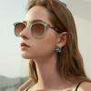 image:imageCARFIA Round Acetate Small Face Polarized Sunglasses for Women Fashion Retro Metal Bridge Shades CA501551 Crystal Green Frame Brown Gradient Lens