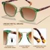 image:imageCARFIA Round Acetate Small Face Polarized Sunglasses for Women Fashion Retro Metal Bridge Shades CA501551 Crystal Green Frame Brown Gradient Lens