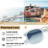 image:imageCARFIA Round Acetate Small Face Polarized Sunglasses for Women Fashion Retro Metal Bridge Shades CA501552 Blue Hetian Jade Frame Blue Gradient Lens