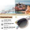 image:imageCARFIA Round Acetate Small Face Polarized Sunglasses for Women Fashion Retro Metal Bridge Shades CA501561 Rainbow Frame Gray Gradient Lens