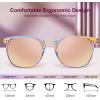 image:imageCARFIA Round Acetate Small Face Polarized Sunglasses for Women Fashion Retro Metal Bridge Shades CA501561 Rainbow Frame Pink Mirror