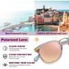 image:imageCARFIA Round Acetate Small Face Polarized Sunglasses for Women Fashion Retro Metal Bridge Shades CA501561 Rainbow Frame Pink Mirror