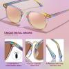 image:imageCARFIA Round Acetate Small Face Polarized Sunglasses for Women Fashion Retro Metal Bridge Shades CA501561 Rainbow Frame Pink Mirror