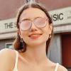 image:imageCARFIA Round Acetate Small Face Polarized Sunglasses for Women Fashion Retro Metal Bridge Shades CA501562 Pink Mirror