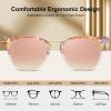 image:imageCARFIA Round Acetate Small Face Polarized Sunglasses for Women Fashion Retro Metal Bridge Shades CA501562 Pink Mirror