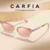 image:imageCARFIA Round Acetate Small Face Polarized Sunglasses for Women Fashion Retro Metal Bridge Shades CA501562 Pink Mirror