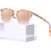 image:imageCARFIA Round Acetate Small Face Polarized Sunglasses for Women Fashion Retro Metal Bridge Shades CA501562 Pink Mirror