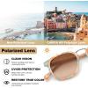 image:imageCARFIA Round Acetate Small Face Polarized Sunglasses for Women Fashion Retro Metal Bridge Shades CA50157 Orange Blue Frame Brown Gradient Lens