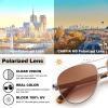 image:imageCARFIA Retro Trendy Pilot Sunglasses for Women Polarized UV Protection Lightweight Outdoor Driving Lady Sunnies Metal Frame11 Silver Frame Gradient Brown Lens