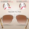 image:imageCARFIA Retro Trendy Pilot Sunglasses for Women Polarized UV Protection Lightweight Outdoor Driving Lady Sunnies Metal Frame11 Silver Frame Gradient Brown Lens