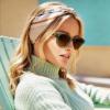 image:imageCARFIA Acetate Small Face Polarized Sunglasses for Women UV Protection Trendy Retro Designer Shades CA54031 Transparent Green Frame Brown Lens
