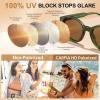image:imageCARFIA Acetate Small Face Polarized Sunglasses for Women UV Protection Trendy Retro Designer Shades CA54031 Transparent Green Frame Brown Lens