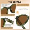 image:imageCARFIA Acetate Small Face Polarized Sunglasses for Women UV Protection Trendy Retro Designer Shades CA54031 Transparent Green Frame Brown Lens