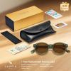 image:imageCARFIA Acetate Small Face Polarized Sunglasses for Women UV Protection Trendy Retro Designer Shades CA54031 Transparent Green Frame Brown Lens