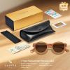 image:imageCARFIA Acetate Small Face Polarized Sunglasses for Women UV Protection Trendy Retro Designer Shades CA540321 Transparent Orange Frame Brown Lens