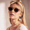 image:imageCARFIA Acetate Small Face Polarized Sunglasses for Women UV Protection Trendy Retro Designer Shades CA540322 Transparent Orange Frame Grey Lens