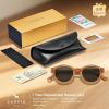 image:imageCARFIA Acetate Small Face Polarized Sunglasses for Women UV Protection Trendy Retro Designer Shades CA540322 Transparent Orange Frame Grey Lens