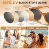 image:imageCARFIA Acetate Small Face Polarized Sunglasses for Women UV Protection Trendy Retro Designer Shades CA540322 Transparent Orange Frame Grey Lens