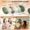 image:imageCARFIA Acetate Small Face Polarized Sunglasses for Women UV Protection Trendy Retro Designer Shades CA540331 Transparent Frame Green Lens