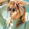 image:imageCARFIA Acetate Small Face Polarized Sunglasses for Women UV Protection Trendy Retro Designer Shades CA540331 Transparent Frame Green Lens