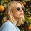 image:imageCARFIA Acetate Small Face Polarized Sunglasses for Women UV Protection Trendy Retro Designer Shades CA540331 Transparent Frame Green Lens