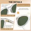 image:imageCARFIA Acetate Small Face Polarized Sunglasses for Women UV Protection Trendy Retro Designer Shades CA540331 Transparent Frame Green Lens