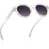 image:imageCARFIA Acetate Small Face Polarized Sunglasses for Women UV Protection Trendy Retro Designer Shades CA540332 Transparent Frame Grey Gradient Lens