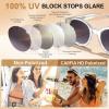 image:imageCARFIA Acetate Small Face Polarized Sunglasses for Women UV Protection Trendy Retro Designer Shades CA540332 Transparent Frame Grey Gradient Lens