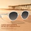 image:imageCARFIA Double Bridge Acetate Polarized Sunglasses for Men UV Protection Retro Cool Male Eyewears Metal Brow Round Sunnies2 Transparent Frame Gradient Grey Lens