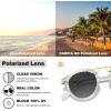 image:imageCARFIA Double Bridge Acetate Polarized Sunglasses for Men UV Protection Retro Cool Male Eyewears Metal Brow Round Sunnies2 Transparent Frame Gradient Grey Lens