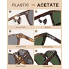 image:imageCARFIA Retro Acetate Polarized Sunglasses for Men UV Protection Square Classic Eyewear for Driving Outdoor2 Brown Striped Frame  Green Lens