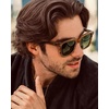 image:imageCARFIA Retro Acetate Polarized Sunglasses for Men UV Protection Square Classic Eyewear for Driving Outdoor2 Brown Striped Frame  Green Lens