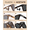 image:imageCARFIA Retro Acetate Polarized Sunglasses for Men UV Protection Square Classic Eyewear for Driving Outdoor3 Tortoise Frame  Grey Lens