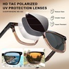 image:imageCARFIA Retro Acetate Polarized Sunglasses for Men UV Protection Square Classic Eyewear for Driving Outdoor5 Brown StripedTea Frame  Grey Lens