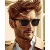 image:imageCARFIA Retro Acetate Polarized Sunglasses for Men UV Protection Square Classic Eyewear for Driving Outdoor5 Brown StripedTea Frame  Grey Lens