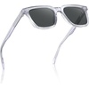 image:imageCARFIA Retro Acetate Polarized Sunglasses for Men UV Protection Square Classic Eyewear for Driving Outdoor6 Bright White Frame  Gray Lenses