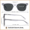 image:imageCARFIA Retro Acetate Polarized Sunglasses for Men UV Protection Square Classic Eyewear for Driving Outdoor6 Bright White Frame  Gray Lenses