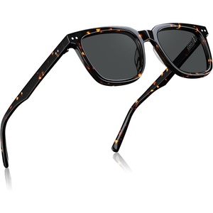 image:imageCARFIA Retro Acetate Polarized Sunglasses for Men UV Protection Square Classic Eyewear for Driving Outdoor3 Tortoise Frame  Grey Lens