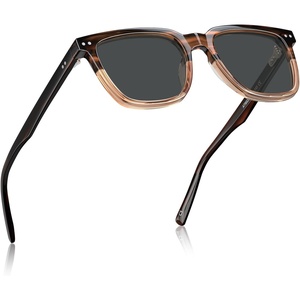 image:imageCARFIA Retro Acetate Polarized Sunglasses for Men UV Protection Square Classic Eyewear for Driving Outdoor5 Brown StripedTea Frame  Grey Lens