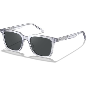 image:imageCARFIA Retro Acetate Polarized Sunglasses for Men UV Protection Square Classic Eyewear for Driving Outdoor6 Bright White Frame  Gray Lenses