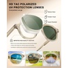 image:imageCARFIA Classic Cool Atetate Sunglasses for Men Polarized UV400 Protection Trendy Keyhole Square Sun Glasses Driving Shades2 Clear Yellow Frame Green Lens