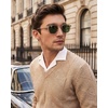 image:imageCARFIA Classic Cool Atetate Sunglasses for Men Polarized UV400 Protection Trendy Keyhole Square Sun Glasses Driving Shades2 Clear Yellow Frame Green Lens