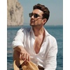 image:imageCARFIA Classic Cool Atetate Sunglasses for Men Polarized UV400 Protection Trendy Keyhole Square Sun Glasses Driving Shades4 Clear Grey Frame Grey Lens