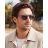 image:imageCARFIA Classic Cool Atetate Sunglasses for Men Polarized UV400 Protection Trendy Keyhole Square Sun Glasses Driving Shades4 Clear Grey Frame Grey Lens