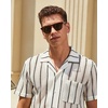 image:imageCARFIA Retro Cool Acetate Sunglasses for Men Polarized UV Protection Keyhole Round Shades with Embossed Pattern Wire Core3 Brown Striped Frame Green Lens
