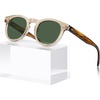 image:imageCARFIA Retro Cool Acetate Sunglasses for Men Polarized UV Protection Keyhole Round Shades with Embossed Pattern Wire Core2 Clear Yellow Frame Green Lens
